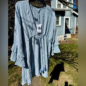NWT Blue Island Beach Cover-up Dress 100% Rayon Natural Fibers Eco India S Dress